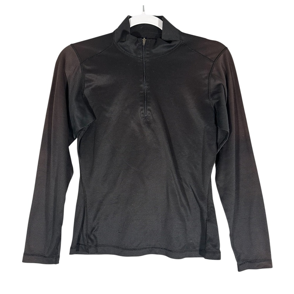 Patagonia Sz M Capilene Long Sleeve‎ Pullover Base Layer Crewneck Black